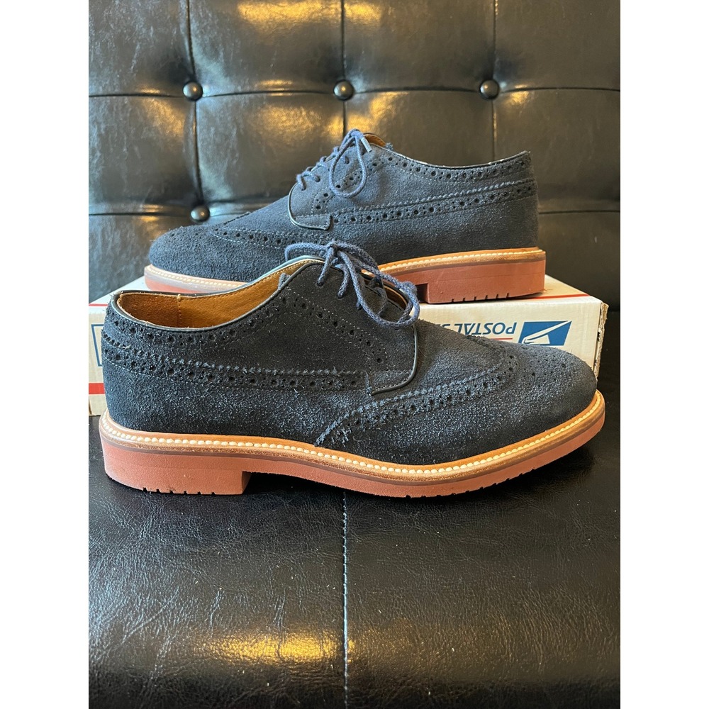 J.Crew Men Navy Blue Suede Ludlow Wingtip Oxford
